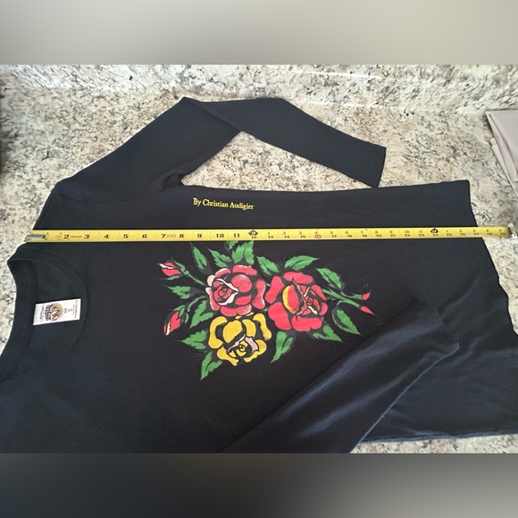 Ed Hardy by Christian Audigier Long Sleeve Rose Bouquet Tattoo Graphic Tee Sz S - Picture 10 of 10